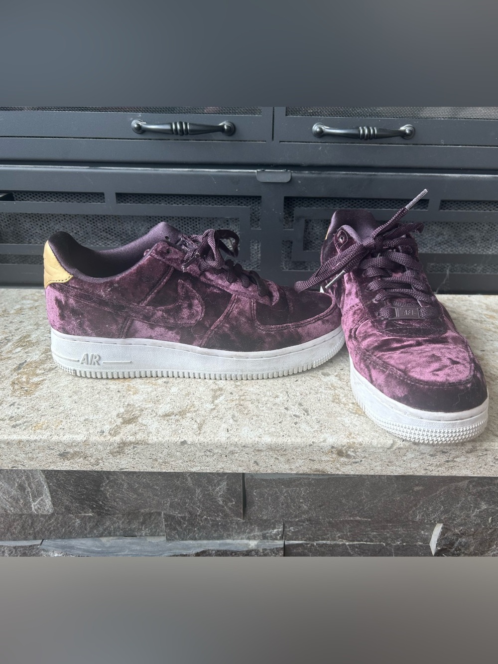 Velvet Nike Air Force 1 Lows in Port Wine